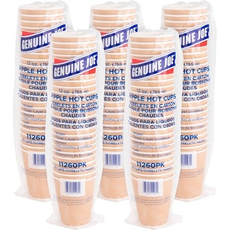 Genuine Joe CUP, RIPPLE, HOT, 12OZ, 5PK GJO11260BD